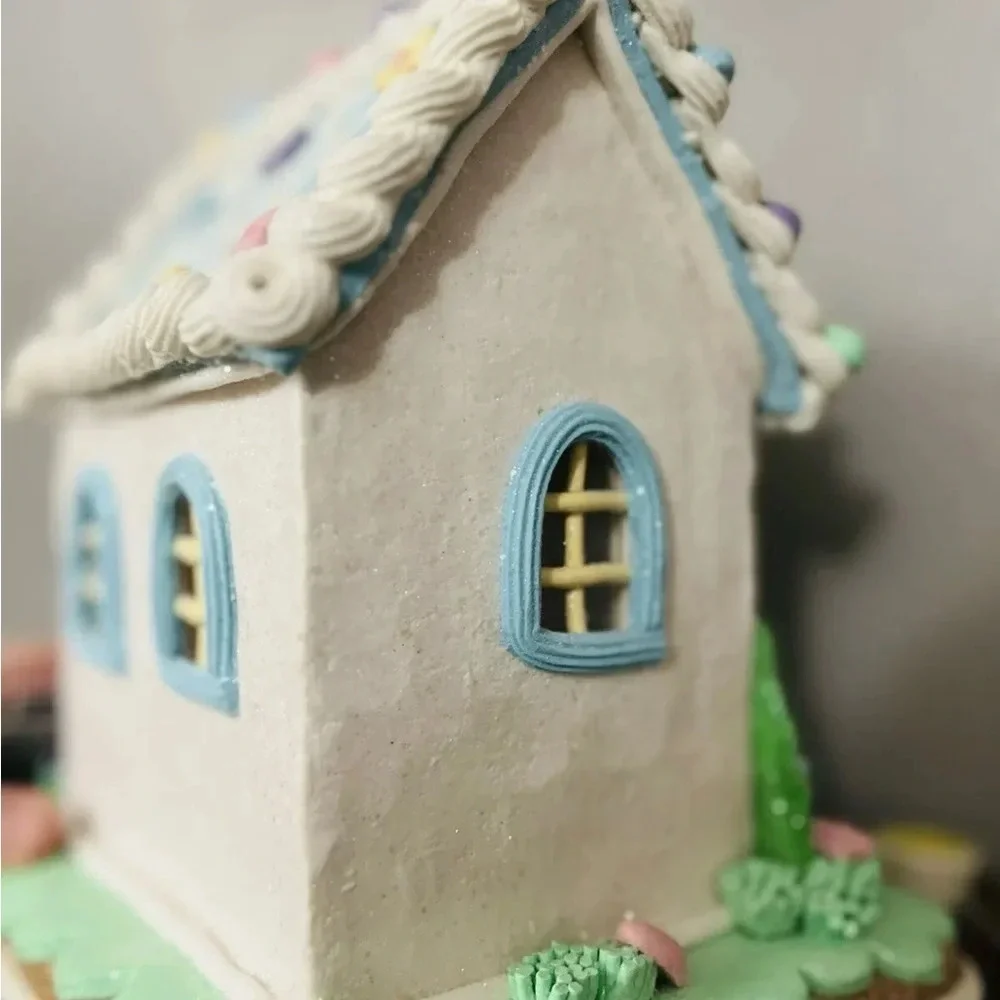Easter Gingerbread Cookie House LED Light-Up Tabletop Decor Pastel NWT